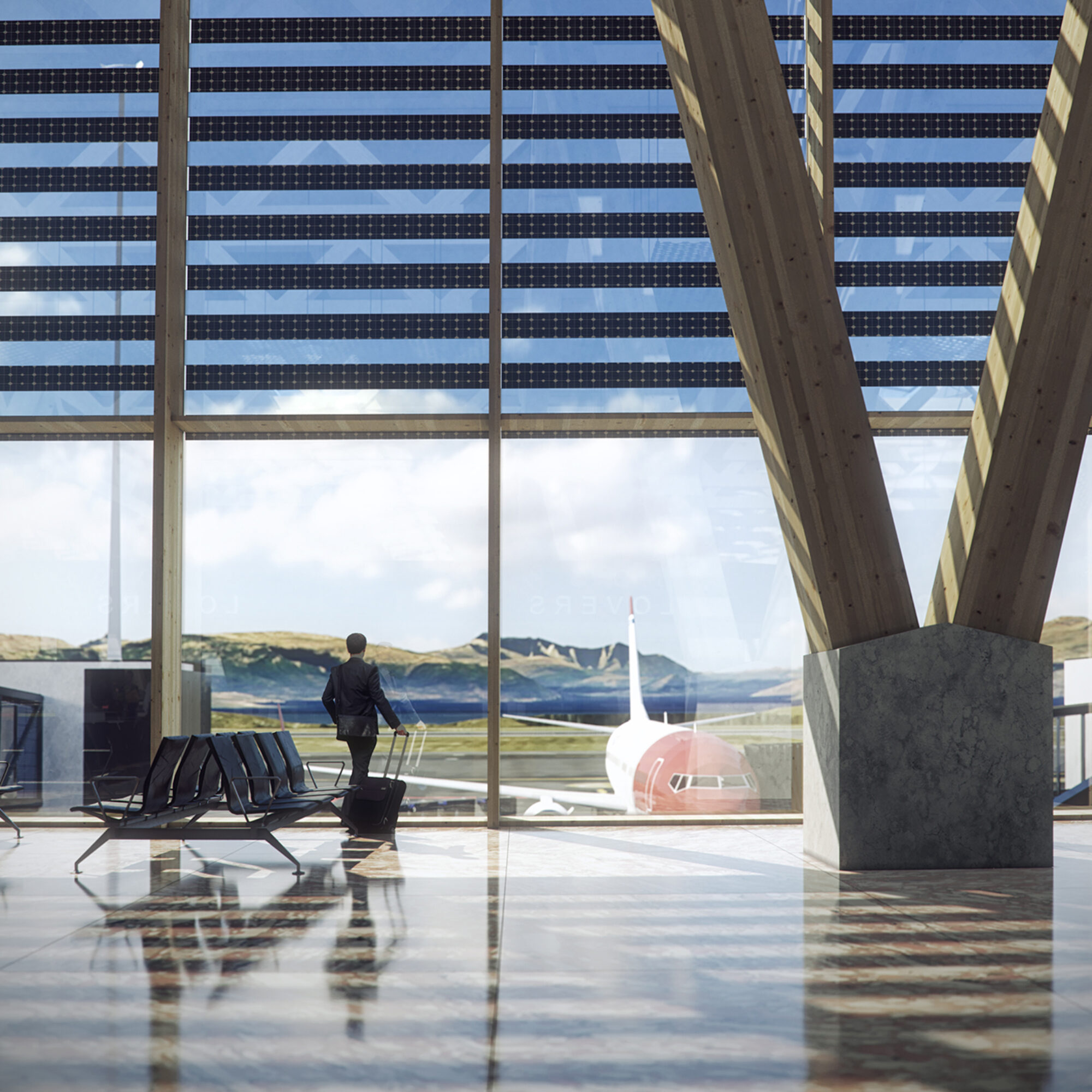 Nye Bodø lufthavn. Visualisering: LPO