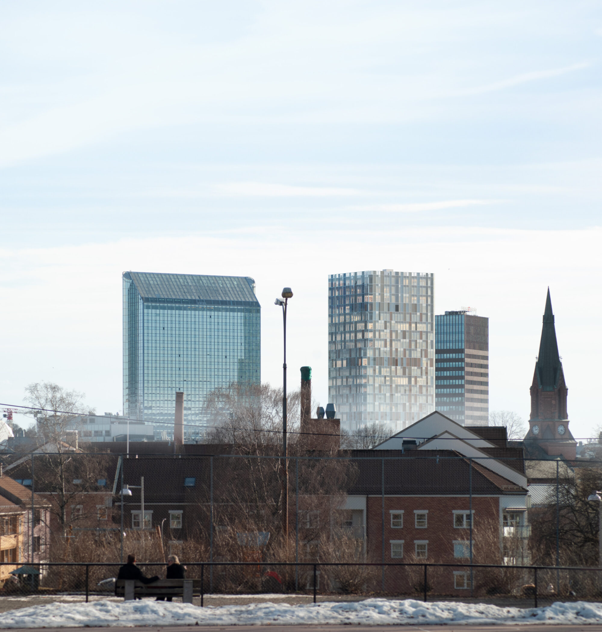 Høyhuset sett fra Vallhallveien på Ekeberg. Visualisering: LPO