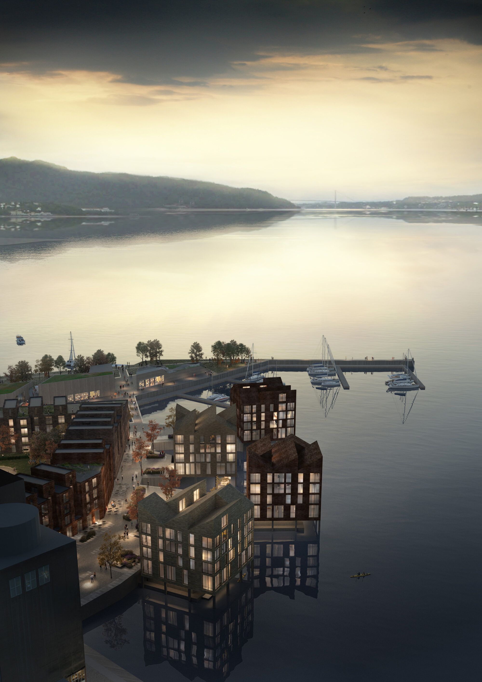 På oppdrag fra OBOS, har LPO utarbeidet en mulighetsstudie som innspill til ny reguleringsplan for å transformere tomteområdet rundt Kristiansholm i Sandviken i utkanten av Bergen sentrum. Visualisering: LPO